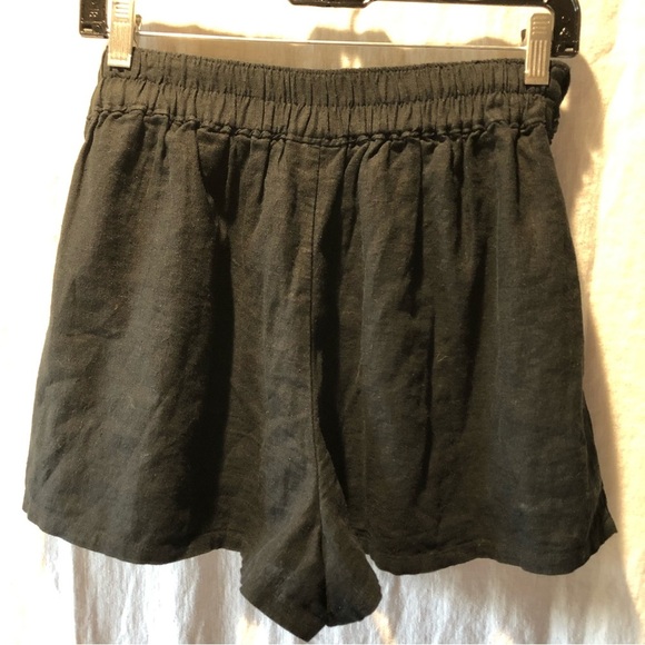 Abound linen blend black tie front shorts walking shorts elastic waist M - Picture 5 of 5
